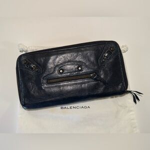 Vintage Balenciaga Navy Blue Zipper Wallet